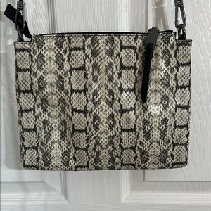 Calvin Klein Black and Cream Snakeskin Crossbody Handbag Purse